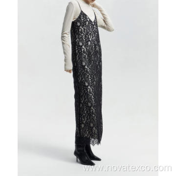 Lace Hollow Luspender Long Skirt